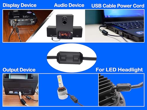 IEUYO Clip-on Ferrite Ring Cores EMI RFI Signal Noise Filter Noise Suppressor for HDMI USB POWER Cable Diameter 3mm/5mm/7mm/9mm/13mm,5Size,20PCS