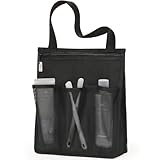 famichan Portable Shower Caddy, Gym Travel Camp Dorm Room Essentials for College Student Boy Girl，Black Bathroom Mesh Shower Bag