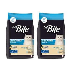 Let’s Bite Persian Dry Cat Food,Ocean Fish 1Kg (Buy 1 Get 1 Free) Total 2 Kg Pack, Adult