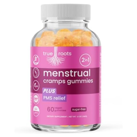 True Roots Menstrual Cramp Relief Period Relief Gummies Healthy Flow | Flo Menstrual Cycle Relief, Cramping and Bloating | Vegan & Natural Flavors | 60 Count… Cover