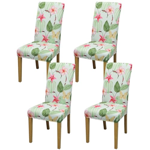 Dining Chair Covers, Dining Room Chair Cover Set of 4 Art Leaf 4