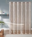 DECOPOTS Linen Lace Shower Curtain 72 x 72 Inches - Luxury Shower Curtain for The Bathroom or Boho S