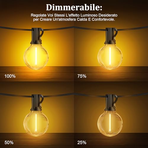 Jeymorkey Catena Luci Da Esterno Giardino - G40 65Ft 20M Led Lampadine Esterno Filo IP44 Lucine Da Esterno Giardino 20 Metri Luce Catena Luminosa Fila Catene Esterno Gazebo Lampade Per Terrazzo - 4