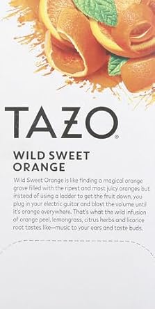 TAZO Wild Sweet Orange Herbal Tea Bags 20-Count Caffeine Free Unsweetened Hot Tea with Orange Peel Lemongrass Citrus Herbs Licorice Root Natural Flavors Non-GMO Kosher