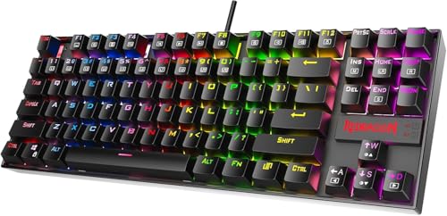 Redragon K552 60% Mechanical Gaming Keyboard RGB Backlit Wired with Red Switches for Windows Gaming PC, UK QWERTY (Black)