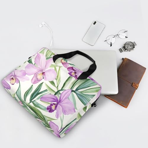 Maletín para portátil con patrón de orquídea Color Púrpura 13-15.6 pulg miniatura 7