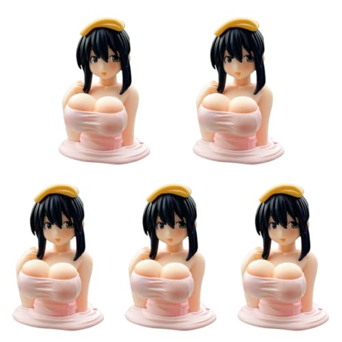 CQQNBV 5Pcs Cute Realistic Kanako Chest Shaking Girls Car Ornaments Decorations Cartoon Kawaii Anime Statue Car Dashboard Sexy Doll Figurine, Car Center Console Sculpture Model (A)