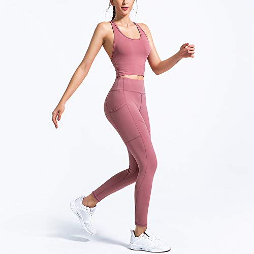 Domary Roupas de 2 peças femininas Spaghetti sem mangas nas costas Cross Sports Tops cintura alta Fl