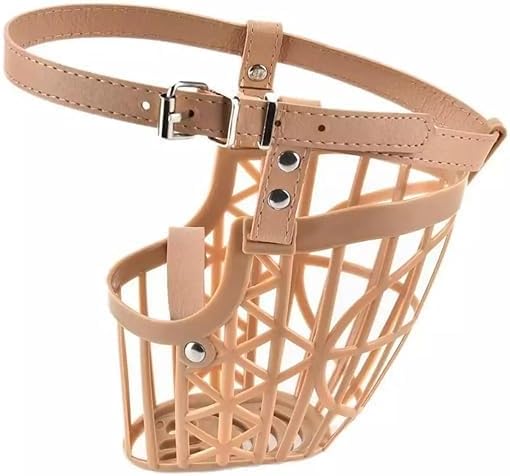 Adjustable Muzzle Cum Mouth Cover/Basket Cage Collar for Dog for Extra Care (Small)