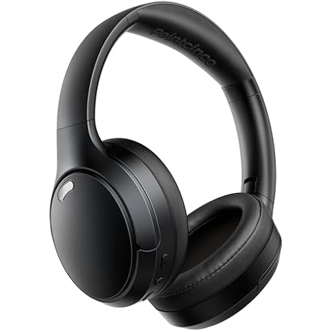 Pointcinco Bluetooth Headphones, Wireless Over Ear Headphones with HiFi Stereo Microphone, Foldable Lightweight On Ear 5.4 Headphones with Deep Bass for Cellphone/Travel/Office/Home(Black) Cover