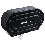 MyGift Toilet Paper Roll Dispenser Surface Mounted, 9' Commercial Double Rolls, Jumbo Matte Black Stainless Steel Bathroom Tissue Dispenser with Lock and Key, Theft-Resistant Design.