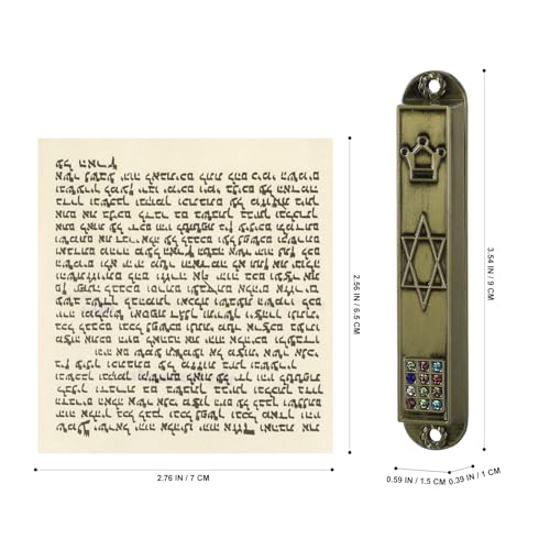 Kichvoe Mezuzá de metal com rolagem 5 peças vintage porta religiosa mezuza Jerusalém Shema bênção ju