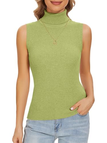 Image of Sleeveless Turtlenecks Tops for Women Slim Fit Knit Sleeveless Vest