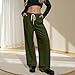 bawilom Womens Wide Leg Sweatpants Baggy Sweat Pants with Pockets High Waisted Drawstring Fashion Track Joggers with Pockets Army Green