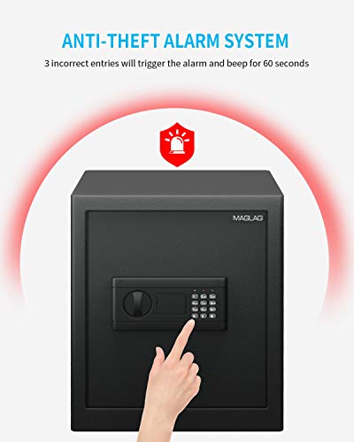 Maglag Safe Box Safe Lock Box With Steel Contruction, Digital Keypad Safes With Wall Or Floor Mounting, Anti-Theft Alarm Small Safe Box For Home Office Money Jewelry Gun Security, 1.53 Cubic Feet #TOP4
