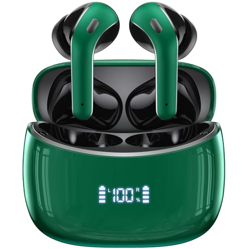 Bluetooth-53-Headphones-Wireless-Earbuds-60Hrs-Playback-Powerful-Sound-Ear-Buds-with-LED-Power-Display-Charging-Case-In-Ear-Earphones-IPX7-Waterproof-Earbud-with-Mic-for-Running-Workout-Sport-Green