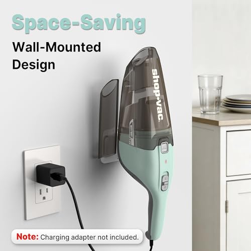 Shop-Vac Wet/Dry Handheld Vacuum Cordless, Powerful Portable Car Vacuum Rechargeable, Wall-Mounted Hand Vac with Crevice Tool, Lightweight Hand Vacuum for Home & Car, Washable Filter, Green by Shop-Vac - Used condition - Image 6