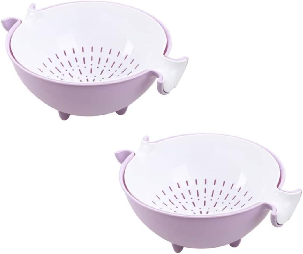 Ciieeo 2pcs 2-in- Sink Basket Strainer Set Large Colander Bowl Dish Strainer Multi-functional Drain Basket over Sink