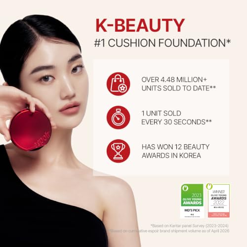 Image of ESPOIR Be Velvet Cushion Foundation #50 Java | Quick and Easy Coverage with Long-lasting Color by Zero Oxidation, Velvety Smooth Finish & Lightweight Formula, Vegan, Korean Makeup, 0.46 oz