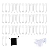 50 Pack Nappy Pins 5.5 cm Stainless Steel Plastic, Plastic Head Cloth Closures, Velvet Bag Included, Diaper Fasteners for Cloth Nappies, Laundry, Sewing & Crafts, Rustproof Secure Safety Lock White