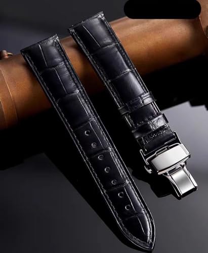 Image of Genuine Leather Watch Bands, Italian Alligator Grain Embossed Watch Straps,Quick Release Replacement Deployment Buckle Leather Watch Straps 12mm 14mm 15mm 16mm 17mm 18mm 19mm 20mm 21mm 22mm 23mm 24mm