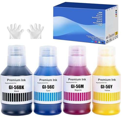 Pack encre GI56 compatible Canon MAXIFY GX7050 GX6050 à séchage rapide - Recharge 4 couleurs haute fluidité
