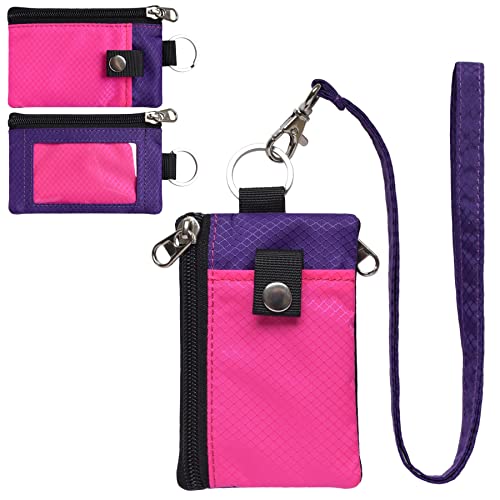 Image of CHENSPRX Minimalist RFID Blocking Small Wallet with ID Window,WaterResistant Zip Id Case Wallet with Lanyard Keychain for Cards,Cash,Travel,Women,Men