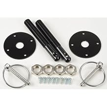 JEGS Hood and Deck Lid Pin Kit | 4in.Pin Length | Aluminum | Anodized Black | Includes Two Hood Pins, Two Scuff Plates, Two Torsion Pins, and Hardware