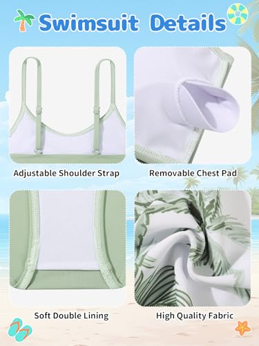 Image of Girl's 3 Piece Bikini Set Cross Strap Swimsuits for Girls Bathing Suit with Shorts Teen Swimwear Swimming Suit