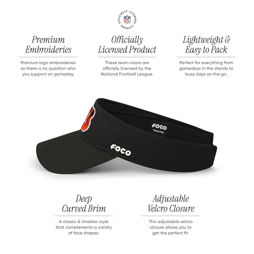 FOCO Men's Cincinnati Bengals Cap NFL Logo Visor Hat, Team Color - Image 3