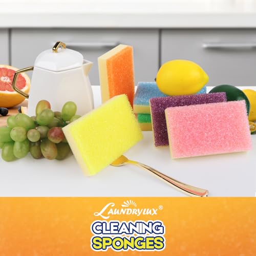 Image of LAUNDRYLUX Scrub Sponge, Dual-Sided Temperature-Responsive Scrubber - Non-Scratch - Multipurpose Dish Sponges for Kitchens, Bathrooms, and Outdoor Use - 6 Pack