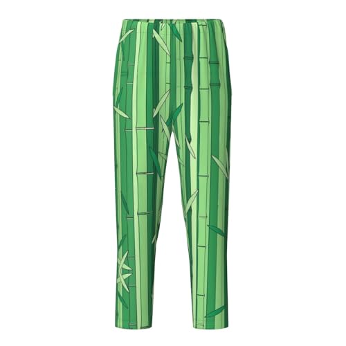 Pajama Pants Pajama Bottoms with Elastic Waistband Sleepwear Lounge Pants, Green Plants Leaves