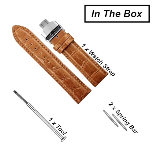 Image of DBLACK ''HOOK'' Leather Watch Strap with Butterfly Lock, Bamboo Design Pattern Full Padded Watch Belt / / For 18mm, 20mm, 22mm, or 24mm Watch Band (Choose Your Size & Color)