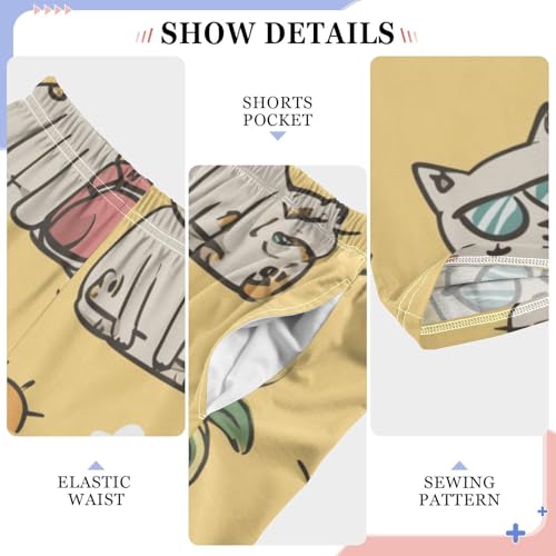 Cat Pineapple Boys Long Pants Soft Trousers Elastic Waist Kids Lounge Bottoms with Pockets S-XL4