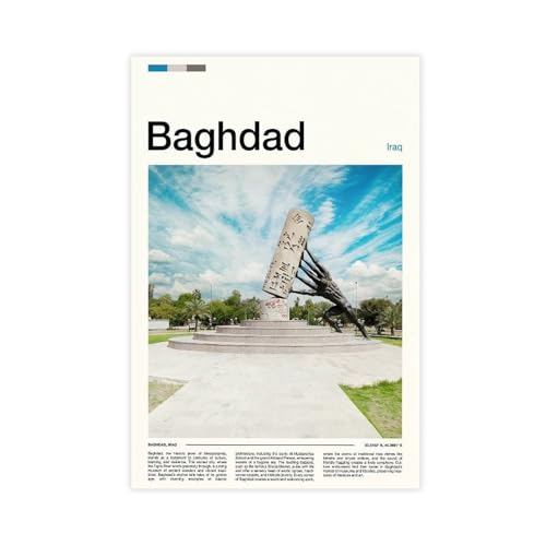 FCOJE Introduction to Cities in The Middle East, Baghdad Tourism (2) Poster Print for Teen Boys Room Canvas Wall Art Canvas Painting Print Unframe 12x18inch