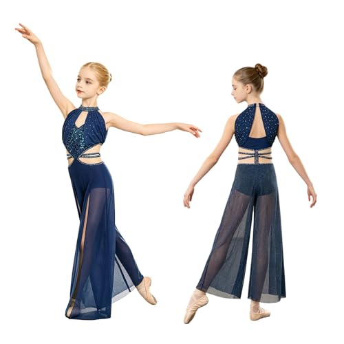 Tenue de patinage artistique fille pantalon large pour entraînement de gym