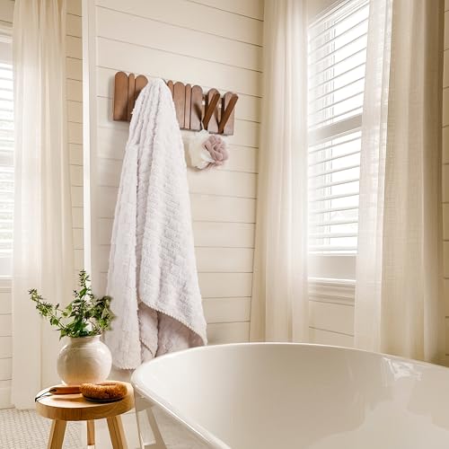 KYIAANY Wall Coat Rack for Entryway: Wooden Modern Heavy Duty 6 Hooks Retractable Wall Mounted for Small Spaces Hallway Bathroom Bedroom for Hanging Jacket Towel Backpack Bag - Image 8