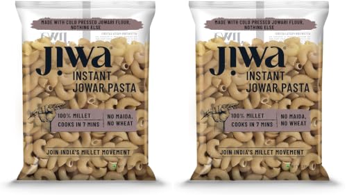 Image of Jiwa Instant Jowar Macaroni Pasta | 200 G | Cooks in 7 Minutes | Ready to Cook | 100% Millet | No Maida, No Atta | Gluten Free (Pack of 2)