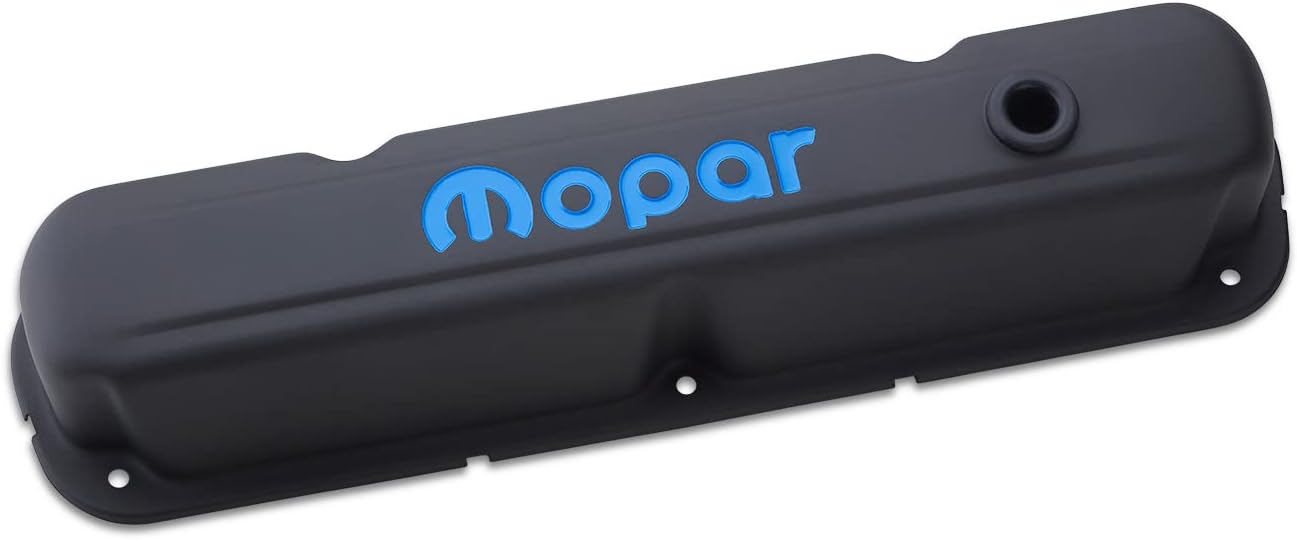 Proform Valve Cover, Tall, Baffled, Breather Hole, Mopar Logo, Steel, Black Crinkle
