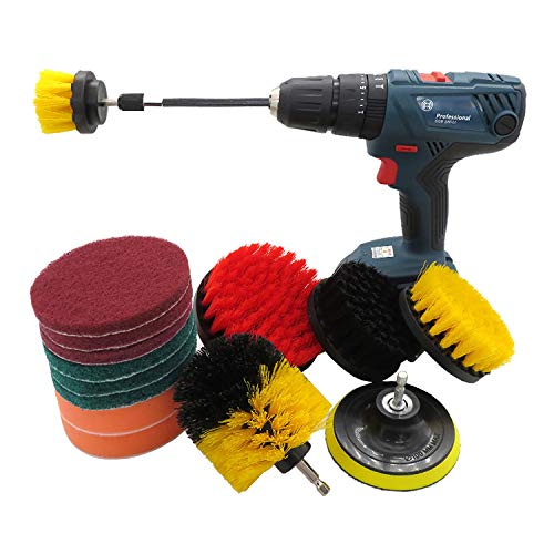 Drill Aufsteckbürste Kit 15st Powered Reinigungsbürsten Mit Scheuern Pad Polierschwamm Bad-Accessoires Grout Drill-Pinsel-Set (Color :