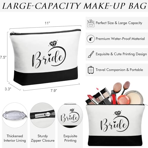 Image of MAYICIVO Bridal Shower Gifts for Bride, Bride to Be Gifts Wedding Engagement Bachelorette Party Gift for Brides Congratulation Honeymoon Gift Set - Canvas Beach Tote Bag & Makeup Bag