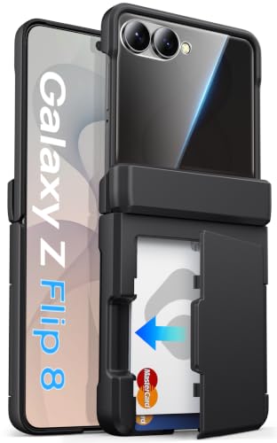 Image of for Samsung Galaxy Z Flip 8 Case Wallet, Privacy Screen Protector, Black