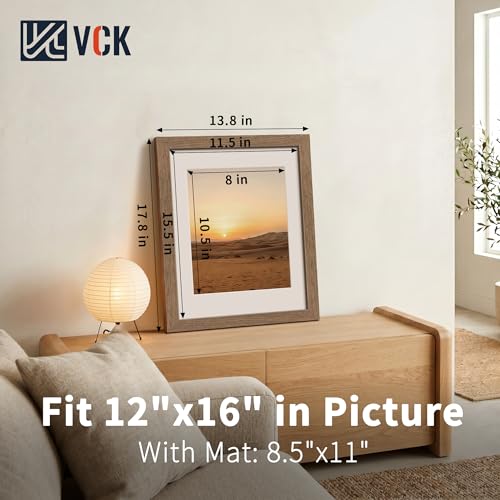 Image of VCK 12x16 Picture Frame 5 Pack, Walnut Exclusive Wood, HD Glass, for Print