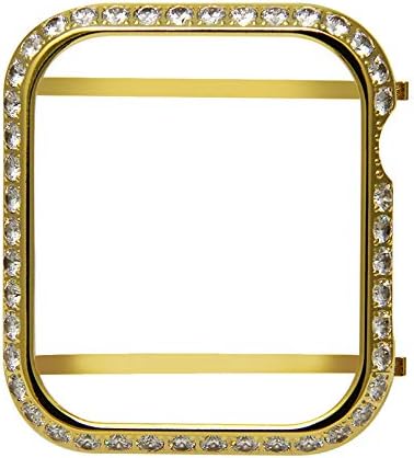 3.0MM Big Size Bling Rhinestone Diamond Case Crystal Bezel Compatible with Apple Watch Series 3 Series 2 Series 1 38MM 42MM Series 4 40MM 44MM-Gold (40MM)