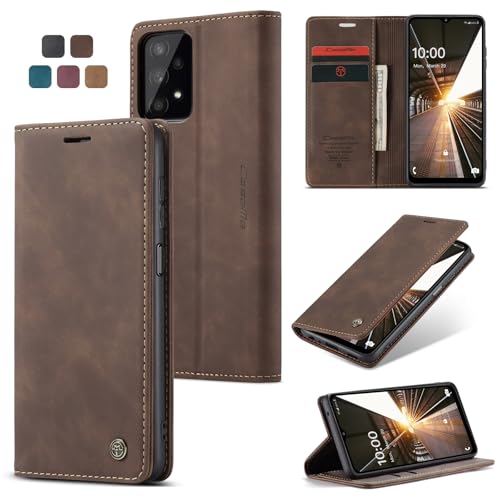 owlhold Hülle Samsung A32 5G klapphülle [Nicht für 4G] Premium Lederhülle Weiches Vintage-Nubukleder Faltbare Ständer Schutzhülle Kartenfach Standfunktion Handyhülle Samsung Galaxy A32 5G/M32 -Kaffee