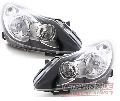 Johns, Jeu de phares pour Opel Corsa D 2006-2010 - Jeu H7/H1 li+re noir/chromé