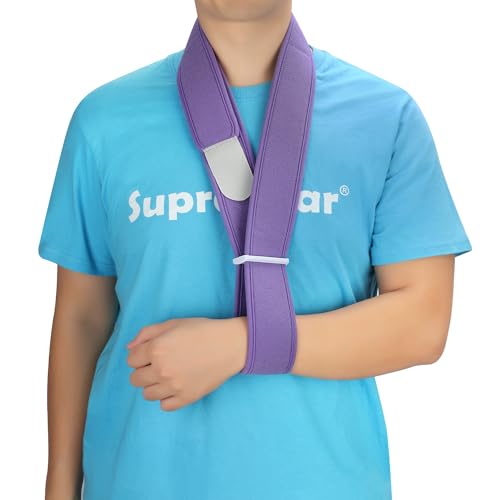 supregear Arm Sling, Adjustable Collar and Cuff Sling, Lightweight Simple Shoulder Immobilizer Arm Elbow Support Strap for Men Women, One Size Fits Most, Purple