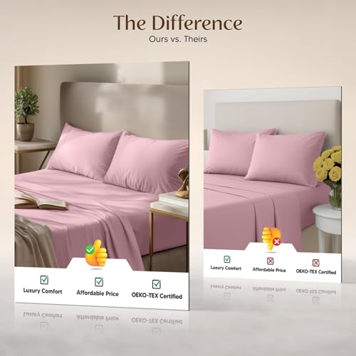Image of Utopia Bedding California King Size Sheet Set - 4 Piece Bed Sheets, Soft and Breathable Microfiber, Includes 1 Fitted Sheet, 1 Flat Sheet and 2 Pillowcases - Oeko Tex (Crystal Pink)