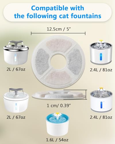 PewinGo Filtre Fontaine à Eau Chat, 12 Pièces Rechange pour 2-2,5L – vue 2
