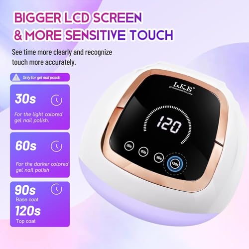 Wisdompark 268W Uv Led Nail Lamp With Lcd Touch Screen And 4 Timer Settings For Gel Nails thumb #2